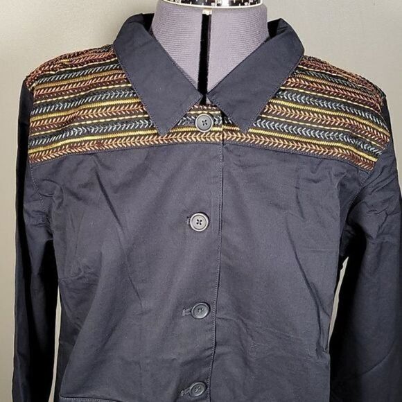 NWOT Denim & Co Twill Utility Jacket with Embroidery Sz M - Picture 6 of 14